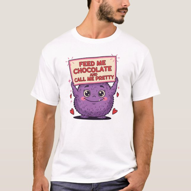 Camiseta Me alimente com chocolate e me chame de monstrinha (Frente)