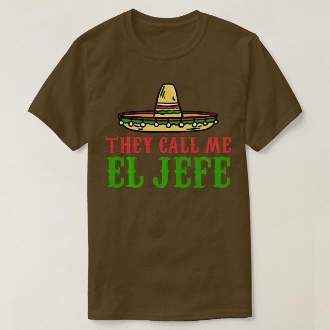 Camiseta Me chame de el Jefe Mexicano Beared Men Long Sleev (Frente do Design)