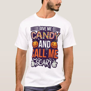 Camiseta Me Dê Doces Chamada Assustadora Abóbora de Hallowe