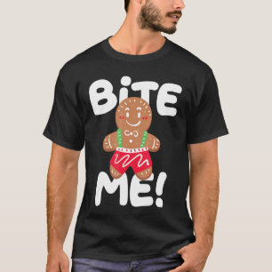 Camiseta Me Morda Amigo Natal Homem de Pão de Gengibre Dive