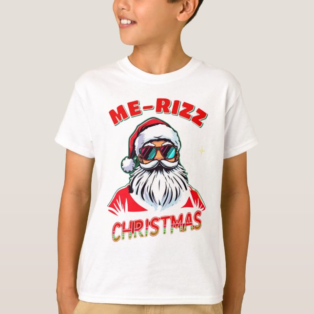 Camiseta  Me-Rizz Christmas gen Alpha meme funny (Frente)