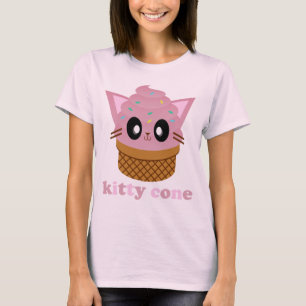 Camiseta meado sorvete de cone de gatinho kawaii