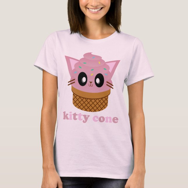 Camiseta meado sorvete de cone de gatinho kawaii (Frente)