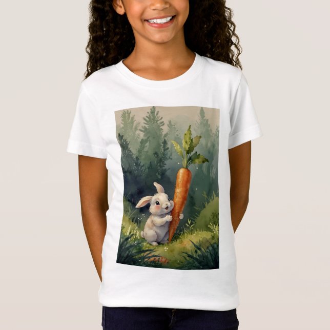 Camiseta Meadow Bunny Dreams: Camisa-T Para Crianças Whimsi (Frente)
