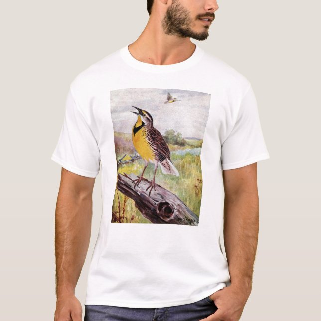 Camiseta Meadowlark em um ramo (Frente)