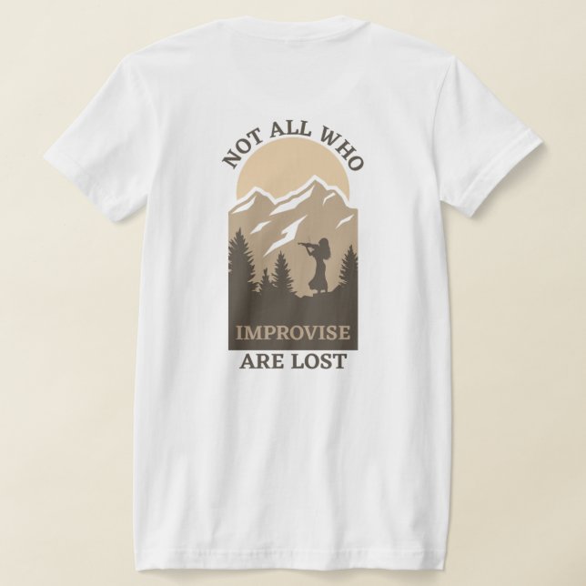 Camiseta Meadowlark Violin Not All Who Improvise are Lost (Postura das costas)
