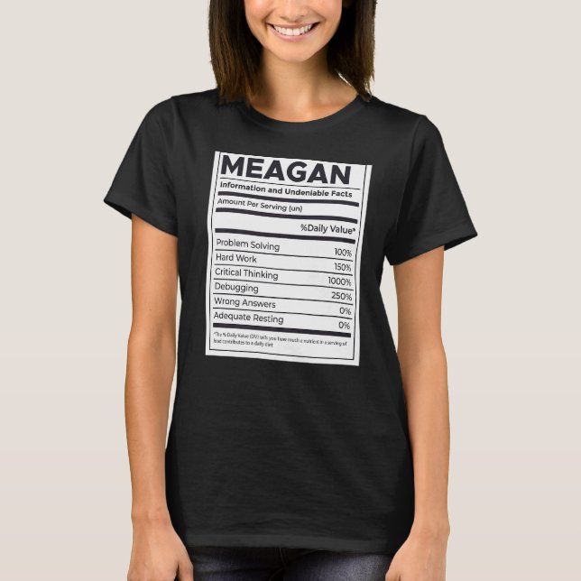 Camiseta Meagan Nutrition Information Problem Solving Duro (Frente)