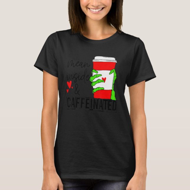 Camiseta Mean Inside And Caffeinated Skeleton Hand Coffee L (Frente)