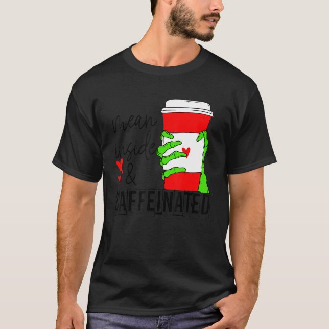 Camiseta Mean Inside And Caffeinated Skeleton Hand Coffee L (Frente)
