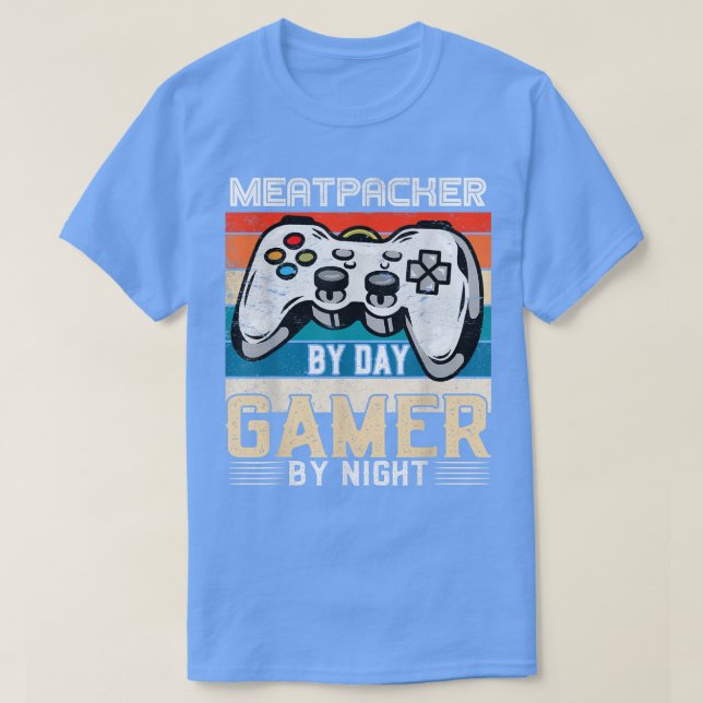 Camiseta Meatpacker by day gamer by night video games fãs (Frente do Design)