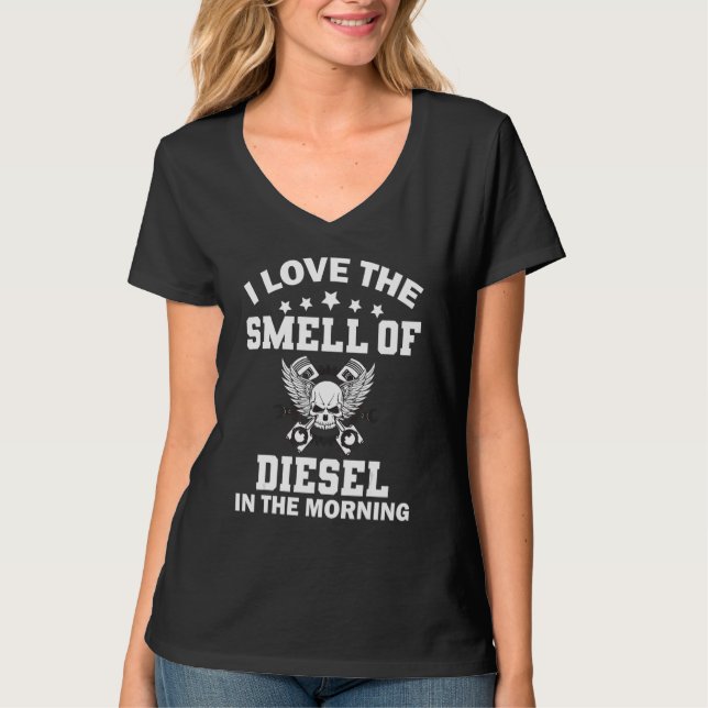Camiseta Mecânica a diesel Eu adoro o cheiro de diesel (Frente)