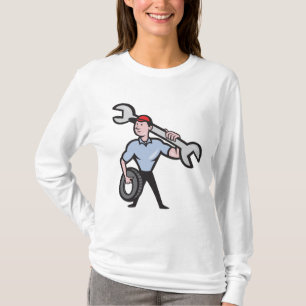 Camiseta Mecânica Com Chave De Soquete E Pneu