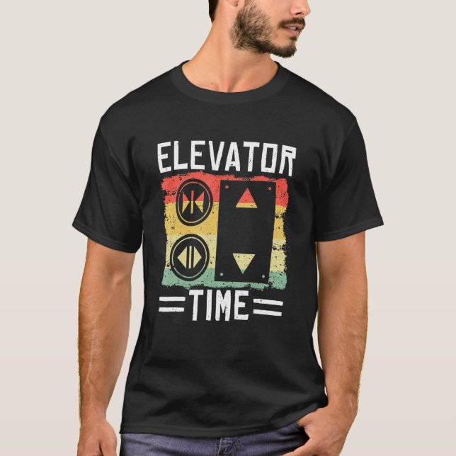 Camiseta Mecânica do Técnico de Tempo do Elevador Retroativ (Frente)