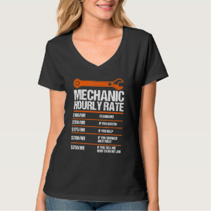 Camiseta Mecânica engraçada Taxa horária Futura Mecânica