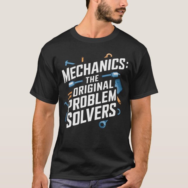 Camiseta Mecânica: Os Resolvedores do Problema Original (Frente)