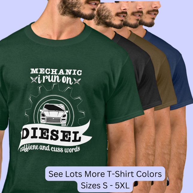 Camiseta Mecânica Que Eu Faço Em Cafeína Diesel, Palavras C (Criador carregado)