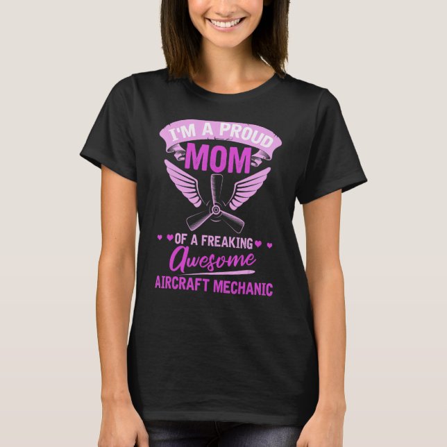 Camiseta Mecânico 1 da aeronave de Engenheiro da mãe do téc (Frente)