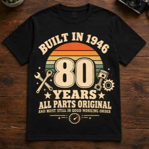 Camiseta Mecânico Aniversário de 80 anos "Construído em 194