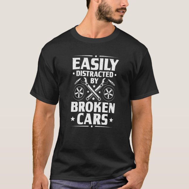Camiseta Mecânico Automático de Automóveis Facilmente Distr (Frente)