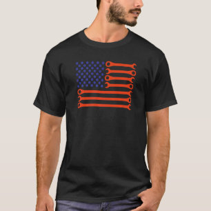 Camiseta Mecânico Bandeira Americana Mecânico