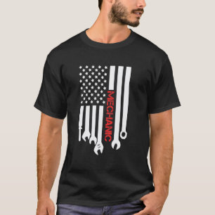 Camiseta Mecânico Bandeira EUA 4 De Julho Patriótico Americ