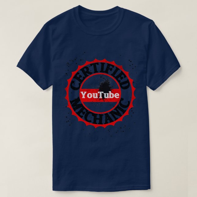 Camiseta Mecânico certificado do YouTube (Frente do Design)