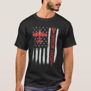 Camiseta Mecânico de Aeronaves Bandeira Americana Aviação T