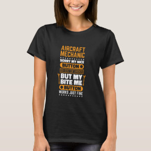 Camiseta Mecânico de Aeronaves Me Morde Botão Funciona Aviã