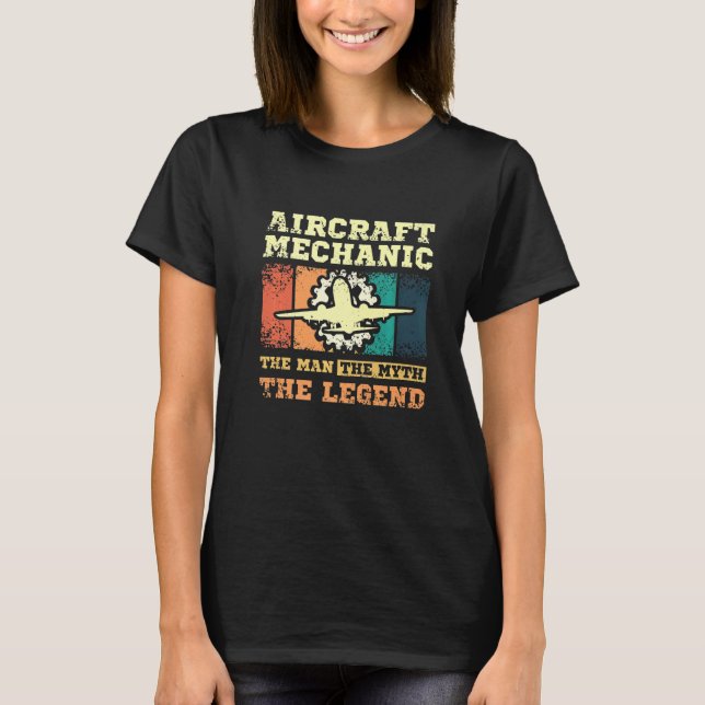 Camiseta Mecânico de aeronaves o homem mito a lenda Prem (Frente)
