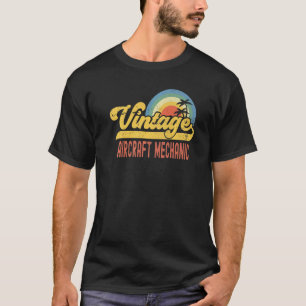 Camiseta Mecânico de Aeronaves Profissão Vintage Pôr do Sol