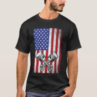 Mecânico de Carro Antigo Pistão Bandeira Americana