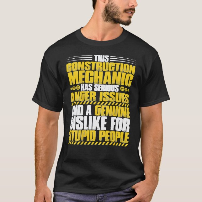 Camiseta Mecânico de Construção com Problemas de Raiva (Frente)