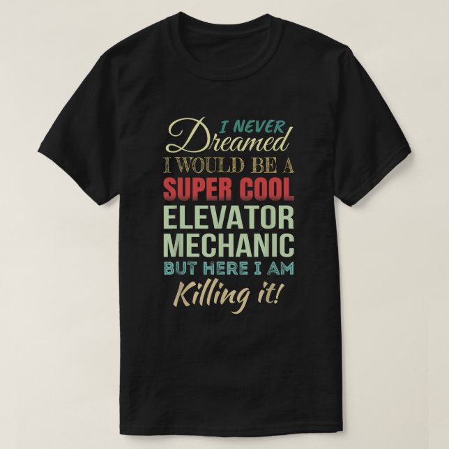 Camiseta Mecânico de Elevador Engraçado (Frente do Design)