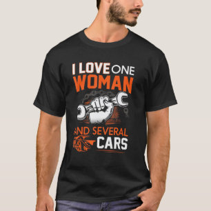 Camiseta Mecânico de Garagem Eu Amo Uma Mulher E Vários Car