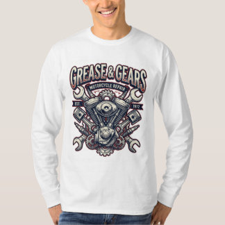 Camiseta Mecânico de Motocicletas Antigas Grease And Gears
