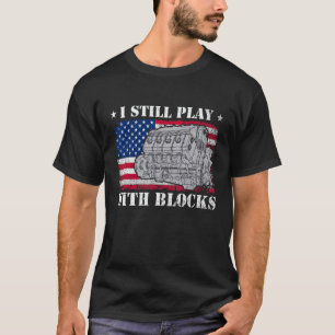 Camiseta Mecânico de Motor de Carro Ainda Brinco com Blocos