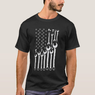 Camiseta Mecânico de Oficina Bandeira Americana Cara do Car