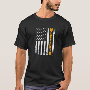 Camiseta Mecânico de Oficina Bandeira Americana EUA Patriót