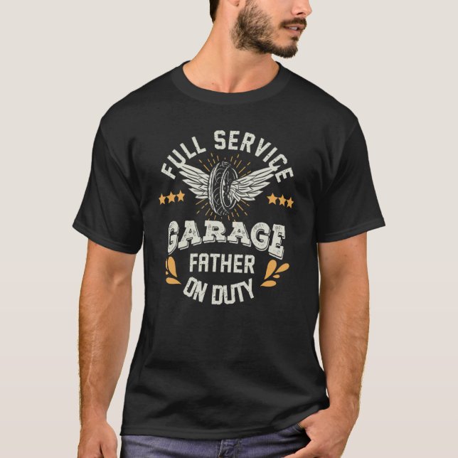 Camiseta Mecânico de oficina de serviço completo Pai de pla (Frente)