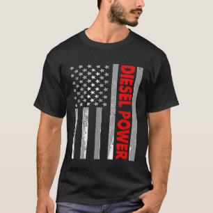 Camiseta Mecânico Diesel Power Us Flag Caminhão Turbo Broth