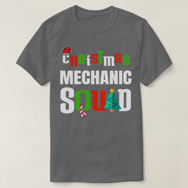 Camiseta Mecânico do Quadrado de Natal Mecânico Automático  (Frente do Design)