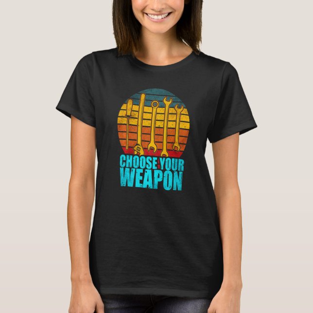 Camiseta Mecânico Escolha sua Arma 1 (Frente)