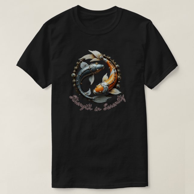 Camiseta Mecânico Koi Yin-Yang (Frente do Design)