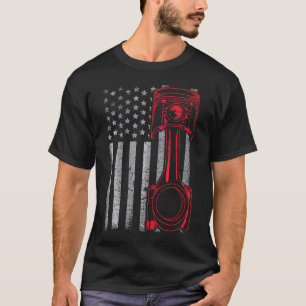Camiseta Mecânico Muscular Engraçado com Pavilhão Americano