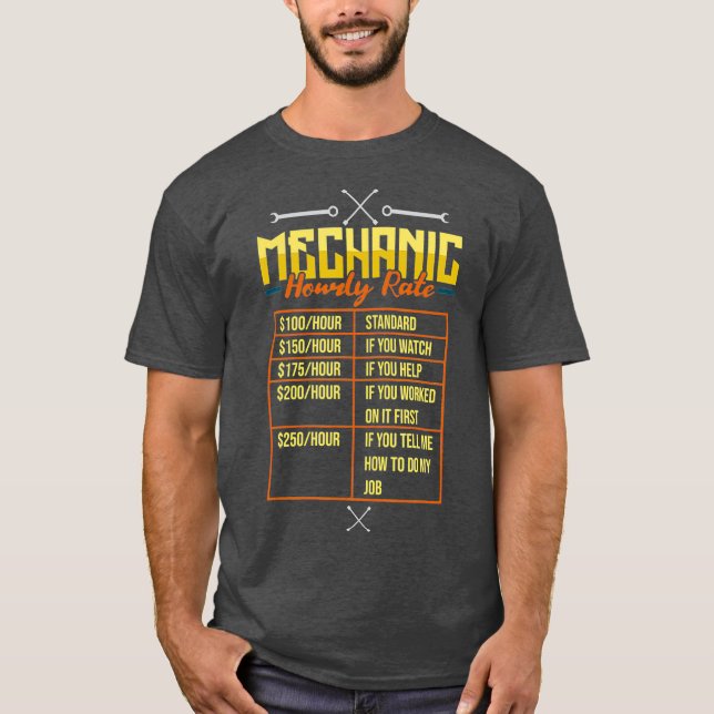 Camiseta Mecânico por hora — eletricista engraçado (Frente)