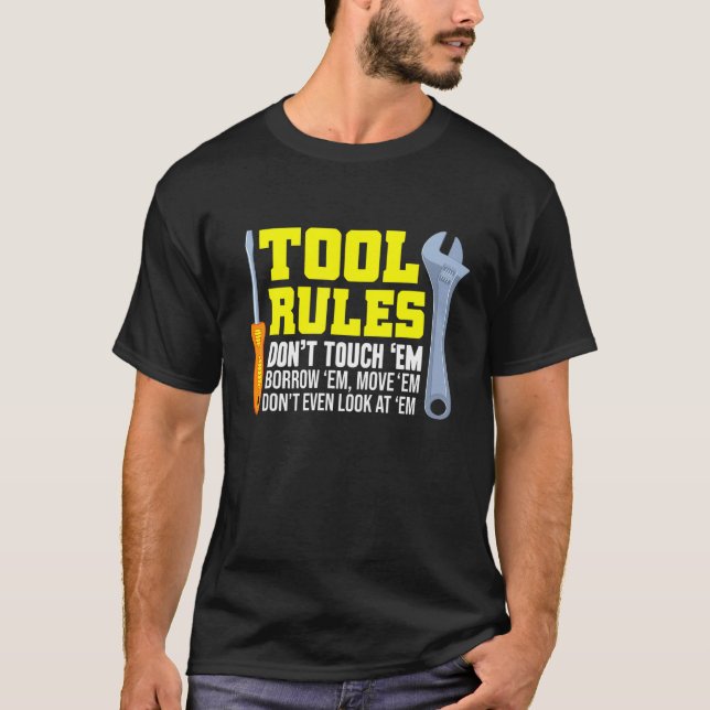 Camiseta Mecânico - Regras de Ferramenta Não Tocar Em Empre (Frente)
