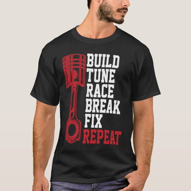 Camiseta Mecânicos de Repetição de Correção de Raça de Ajus (Frente)