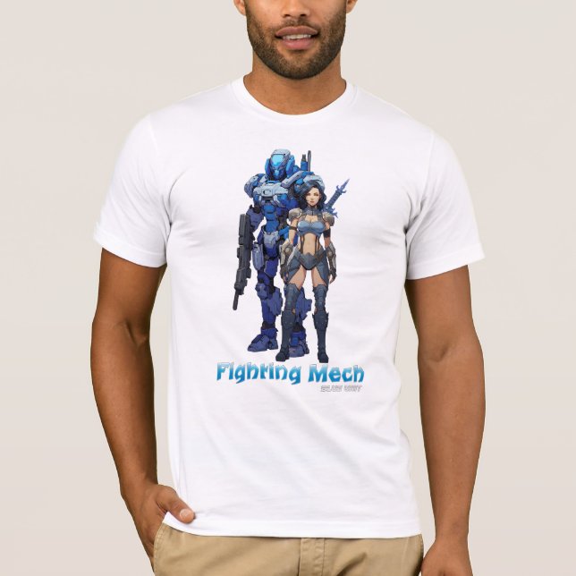 Camiseta Mech de combate (Unidade Azul) (Frente)