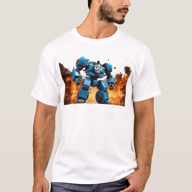Camiseta Mecha-Boom! Thomas, o Tanque... Mech Engine Bot? (Frente)