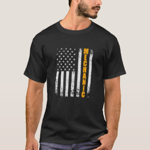 Camiseta Mechanic American Flag USA Vintage Funny Proud Mec